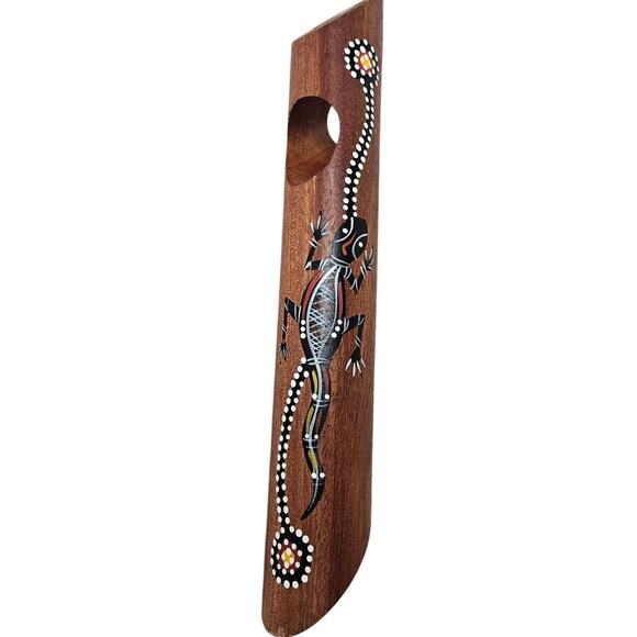 Wine Bottle Holder Self Balancing Australian Wooden Hand painted Aboriginal art - Picture 7 of 9